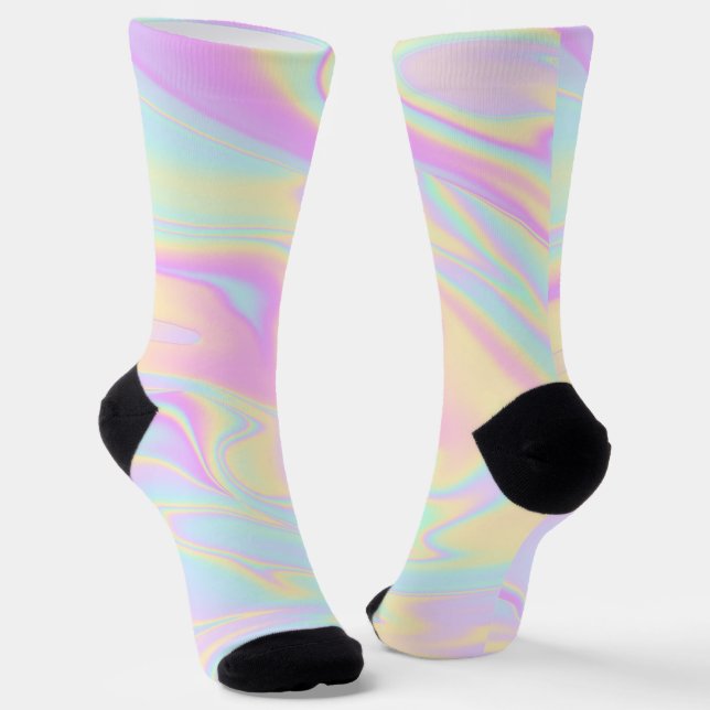 Holographic Iridescent Pastel Rainbow Socks (Angled)