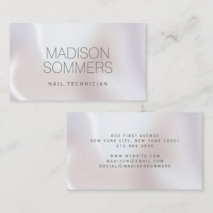 Holographic Iridescent Pearl Nail Technician Business Card