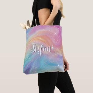 Holographic Iridescent Rainbow Unicorn Personised Tote Bag