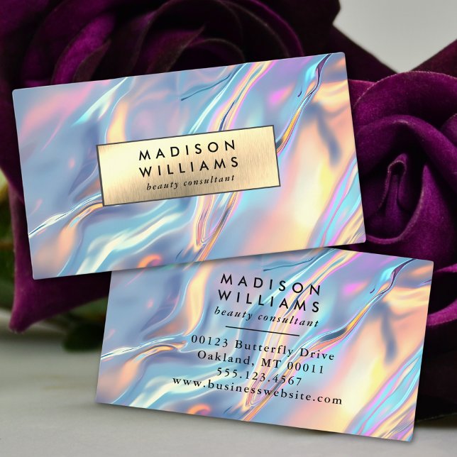 Holographic Iridescent Shimmer Modern Business Card (Creator Uploaded)
