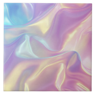 Holographic Iridescent Wave Ceramic Tile