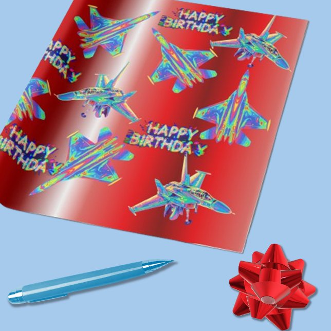 Holographic Jet Planes Birthday Wrapping Paper (Creator Uploaded)