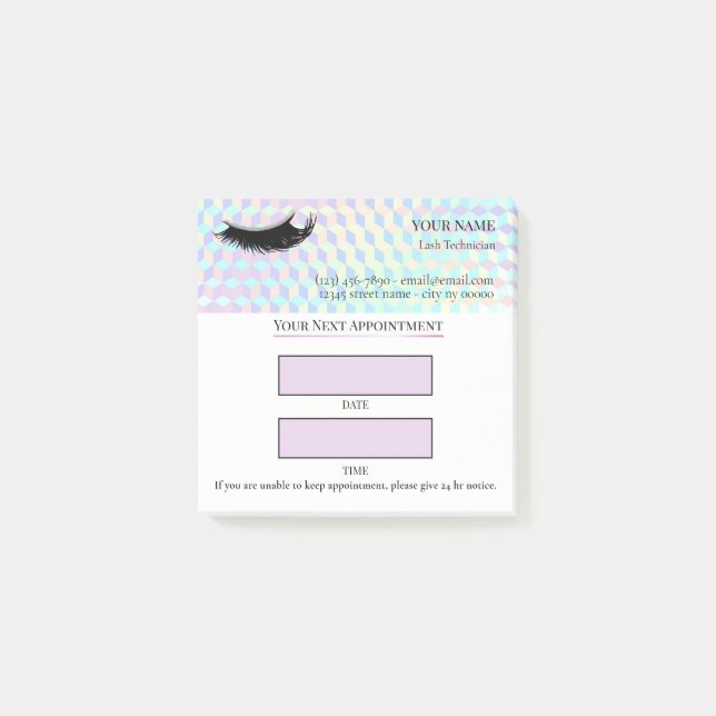 Holographic Lash appointment Post-it Notes (Front)