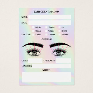 Holographic lash client record eyelash extensions