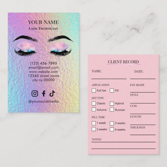 Holographic Lash Client Record Form Business Card (Front/Back)