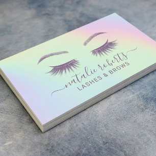 Holographic Lashes & Brows Makeup Artist Salon Business Card
