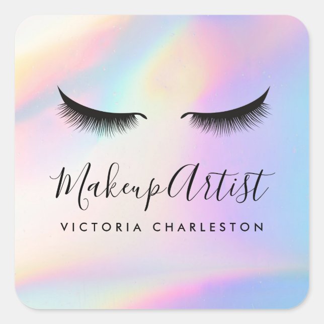 Holographic Lashes Square Sticker (Front)