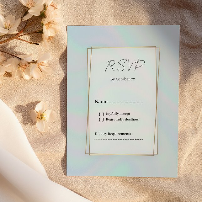 Holographic lavender pastel blue marble RSVP Invitation (Holographic lavender pastel blue marble RSVP )