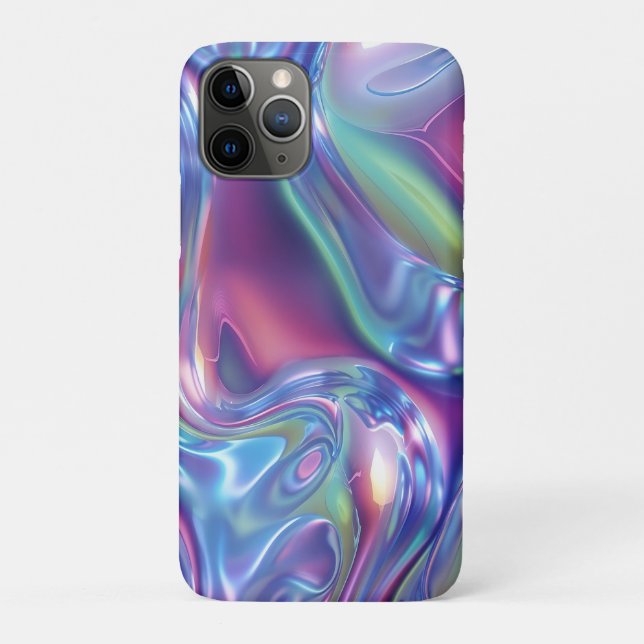 Holographic Liquid Metal Gradient Aura Aesthetic Case-Mate iPhone Case (Back)