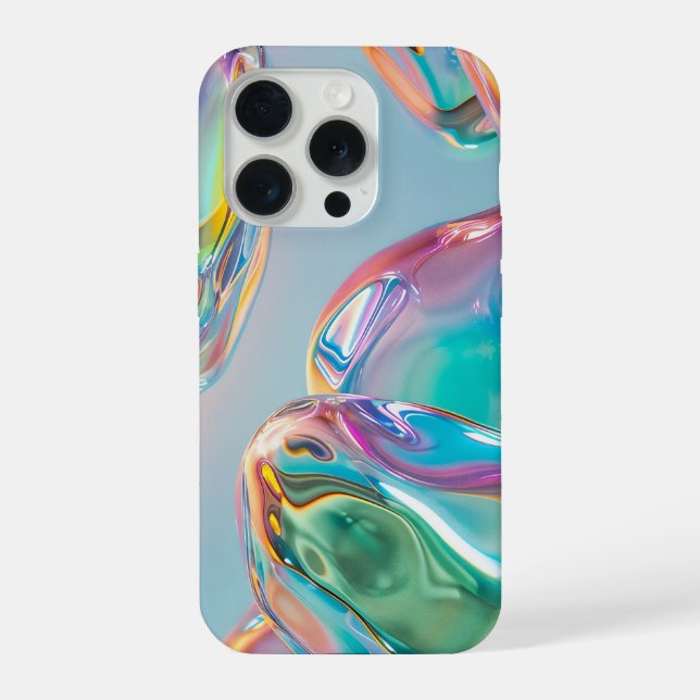 Holographic Liquid Metal Gradient Aura Aesthetic iPhone Case (Back)