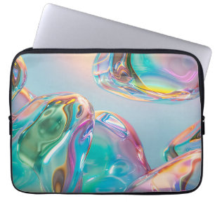 Holographic Liquid Metal Gradient Aura Aesthetic Laptop Sleeve
