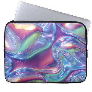 Holographic Liquid Metal Gradient Aura Aesthetic Laptop Sleeve