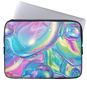 Holographic Liquid Metal Gradient Aura Aesthetic Laptop Sleeve