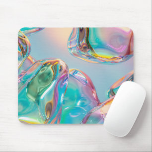 Holographic Liquid Metal Gradient Aura Aesthetic Mouse Pad