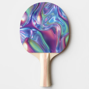 Holographic Liquid Metal Gradient Aura Aesthetic Ping Pong Paddle