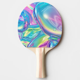 Holographic Liquid Metal Gradient Aura Aesthetic Ping Pong Paddle