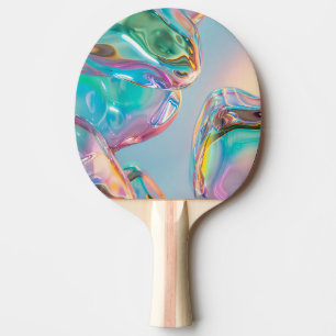 Holographic Liquid Metal Gradient Aura Aesthetic Ping Pong Paddle