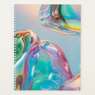 Holographic Liquid Metal Gradient Aura Aesthetic Planner