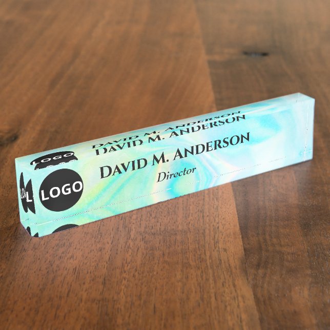 Holographic logo Custom Desk Nameplate (Side)