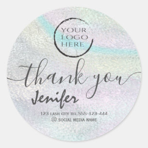 holographic  logo script thank you classic round s sticker