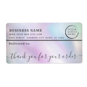 Holographic logo thank you business mailing label