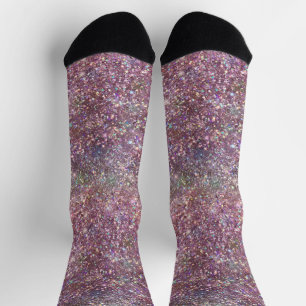 Holographic Luxury Pink Rainbow Glitter Socks