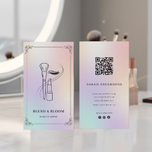 Holographic Makeup Artist Card with QR Code
