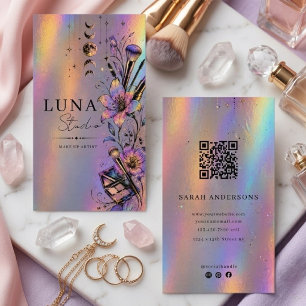 Holographic Makeup Artist Luxury Iridescent Beauty Business Card