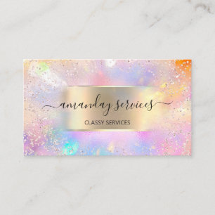 Holographic Makeup Gold Confetti Boutique Shop Business Card