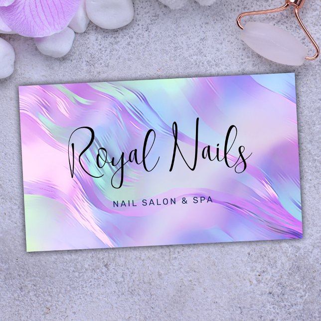 Holographic Makeup Hair SPA Nail Salon Business Card (Holographic Makeup Hair SPA Nail Salon Business Card)