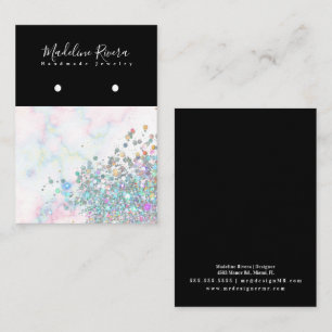 Holographic Marble Black Earring Display Card