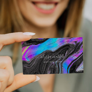Holographic Marble Elegant Trendy Personalized Business Card
