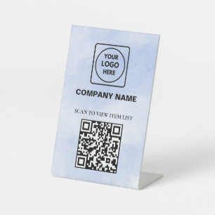 Holographic Menu QR Display Stand Branding Pedestal Sign