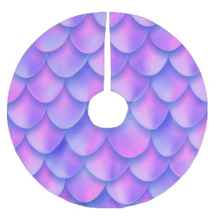 Holographic mermaid tail, vibrant foil texture. brushed polyester tree skirt