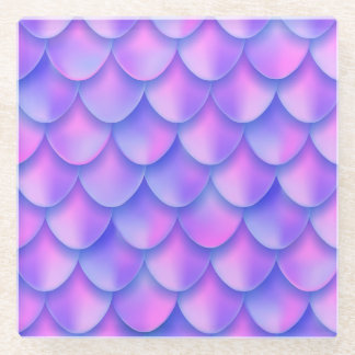 Holographic mermaid tail, vibrant foil texture. glass coaster
