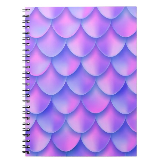 Holographic mermaid tail, vibrant foil texture. notebook (Front)