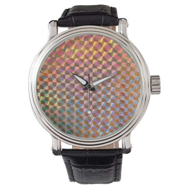 holographic metal photograph colourful design watch (Front)