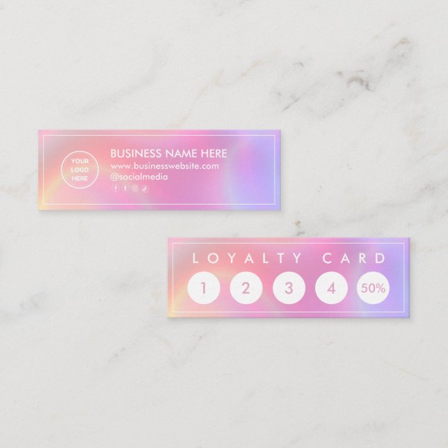 Holographic Mini Chic Modern Minimalist Loyalty Card (Front/Back)