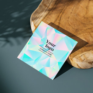 Holographic Modern Bold Social Media Follow Us  Square Business Card