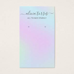Holographic Modern Script Earring Holder Card