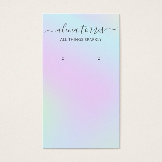 Holographic Modern Script Earring Holder Card (Front)