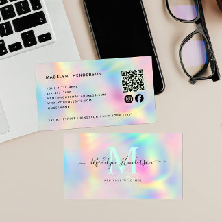 Holographic Modern Unique Professional QR code Business Card