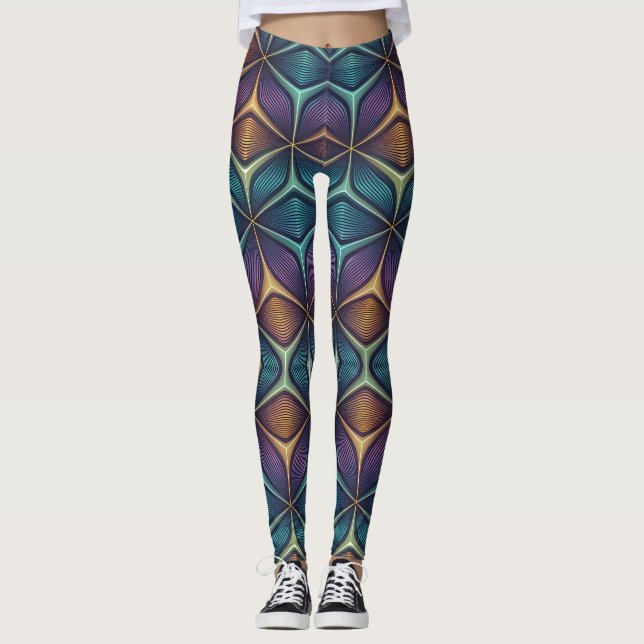 Holographic Morphing 3D Pattern | Seamless Leggings (Front)