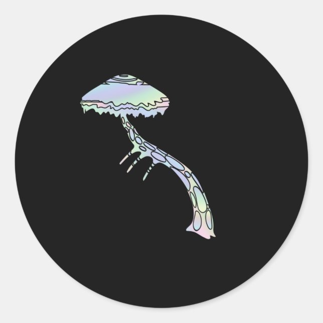 Holographic Mushroom Classic Round Sticker (Front)