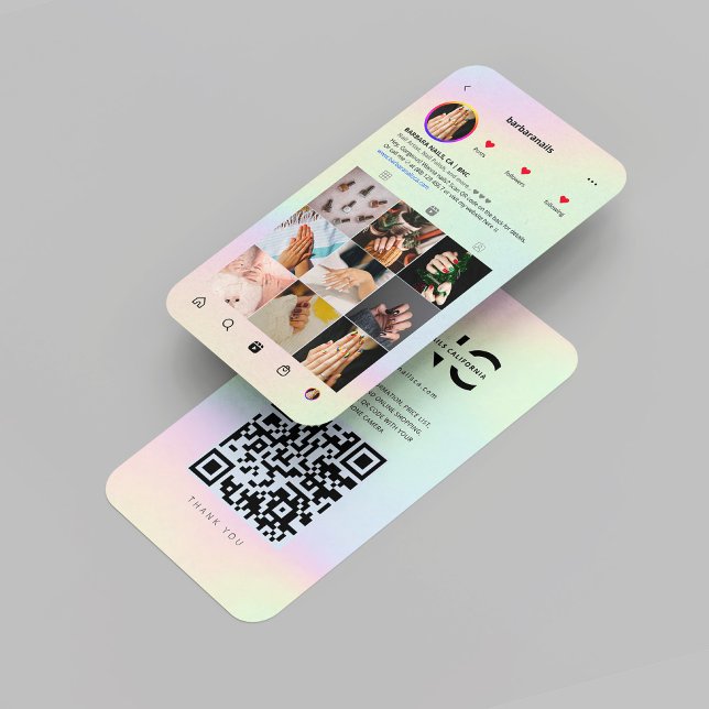 Holographic Nail Artist Modern Instagram  Business Card (Holographic Nail Artist Modern Instagram Business Card
)