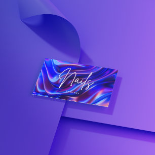 holographic Nail Artist Nail Tech Business Card