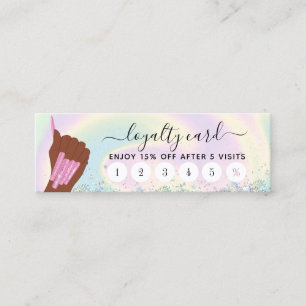 holographic nail salon woman hand nail technician  mini business card