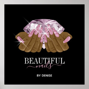 holographic nail salon woman hand nails technician poster