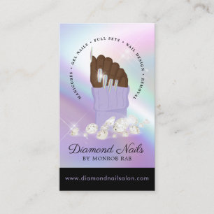 Holographic Nail Tech Nail Salon Trendy Hand Logo Business Card