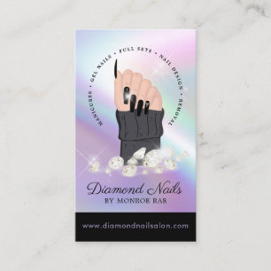 Holographic Nail Tech Nail Salon Trendy Hand Logo Business Card